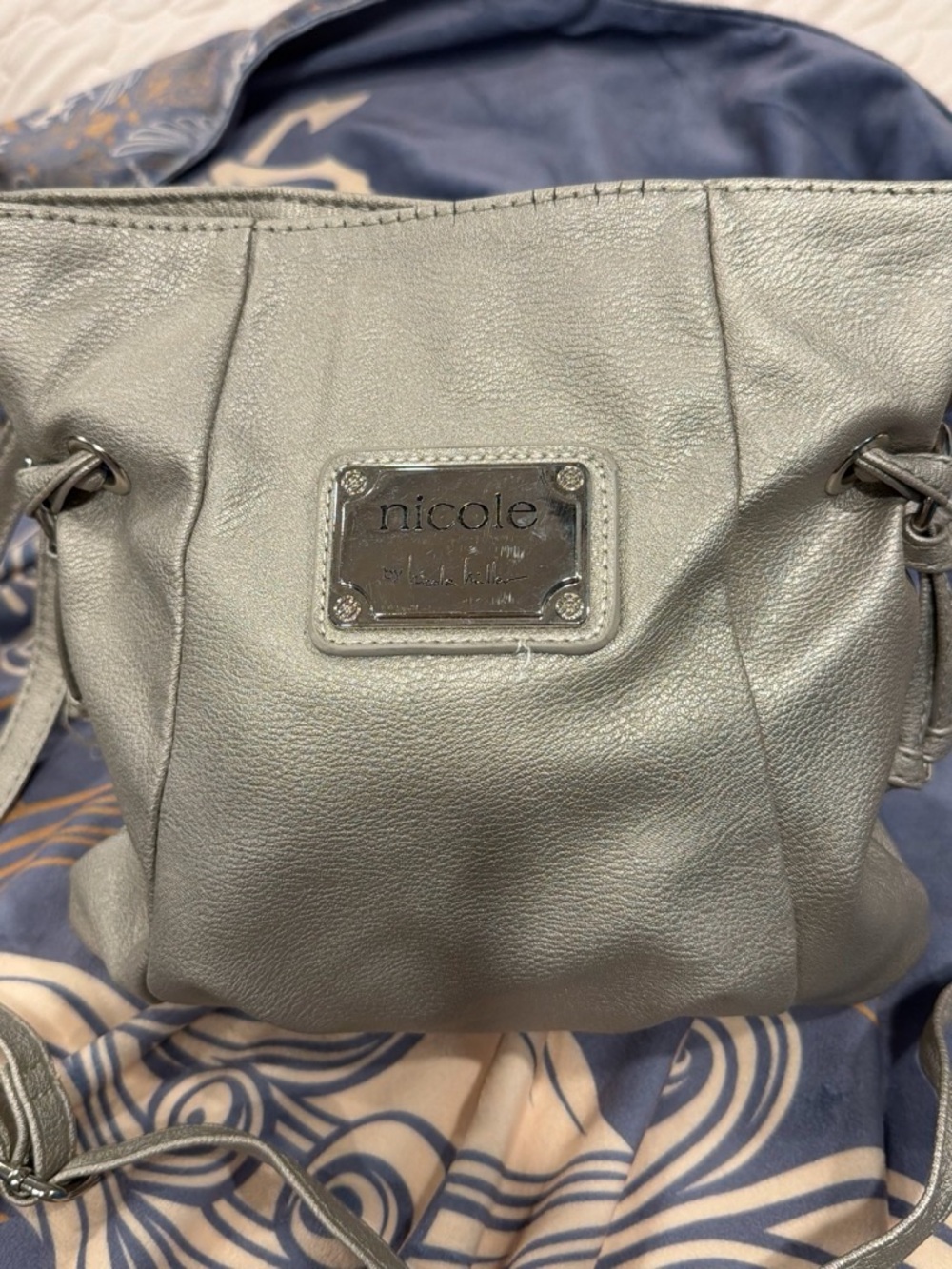 Nicole Metallic Silver Crossbody Bag